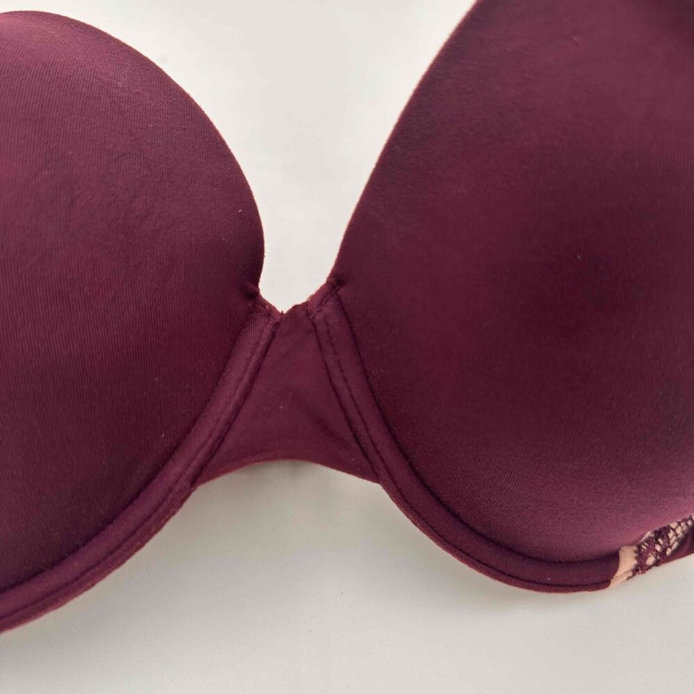 Victoria's Secret Body By Victoria Lined Perfect Coverage Burgundy Bra 34DDD - Picture 3 of 7